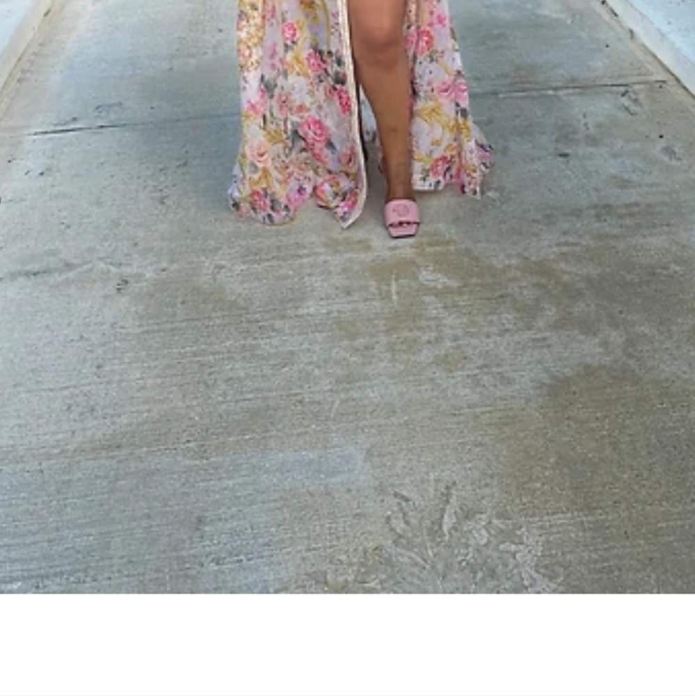 Floral Maxi Dress with Gold Accents - Picture 6 of 6